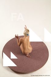 Nude Woman White Kneeling poses - ALL Slim Kneeling poses - on one knee long blond Multi angle poses Pinup