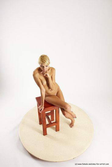 Nude Woman White Sitting poses - ALL Slim long blond Sitting poses - simple Multi angle poses Pinup