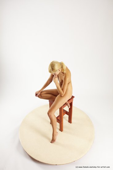 Nude Woman White Sitting poses - ALL Slim long blond Sitting poses - simple Multi angle poses Pinup