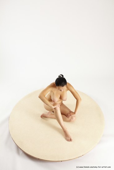 Nude Woman White Sitting poses - ALL Slim long brown Sitting poses - simple Multi angle poses Pinup