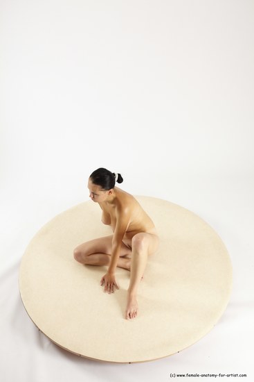 Nude Woman White Sitting poses - ALL Slim long brown Sitting poses - simple Multi angle poses Pinup