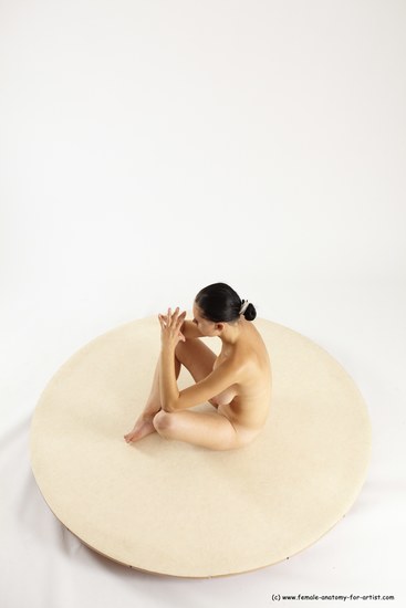 Nude Woman White Sitting poses - ALL Slim long brown Sitting poses - simple Multi angle poses Pinup