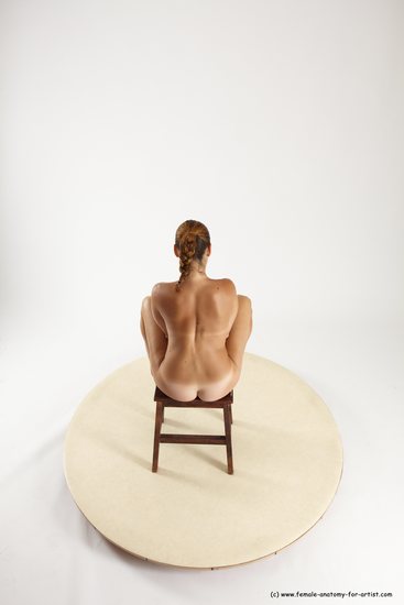 Nude Woman White Sitting poses - ALL Slim long red Sitting poses - simple Multi angle poses Pinup