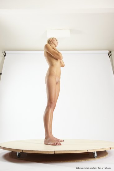 Nude Woman White Standing poses - ALL Slim long blond Standing poses - simple Multi angle poses Pinup