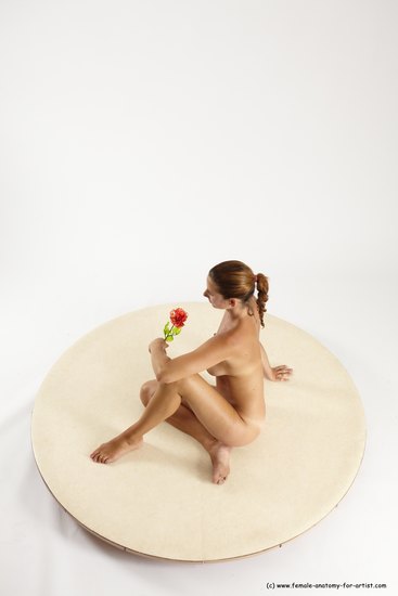 Nude Woman White Sitting poses - ALL Slim long red Sitting poses - simple Multi angle poses Pinup