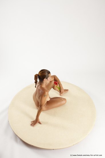 Nude Woman White Sitting poses - ALL Slim long red Sitting poses - simple Multi angle poses Pinup