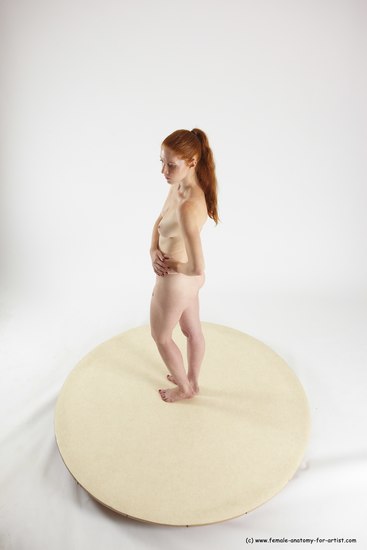 Nude Woman White Standing poses - ALL Slim long red Standing poses - simple Multi angle poses Pinup