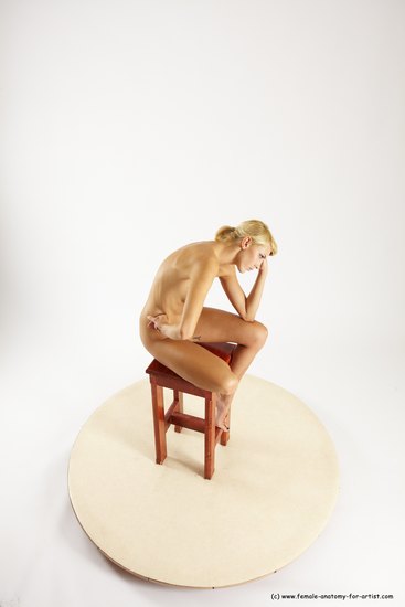 Nude Woman White Sitting poses - ALL Slim long blond Sitting poses - simple Multi angle poses Pinup