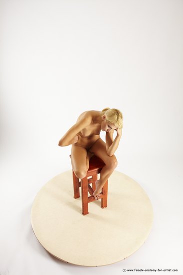 Nude Woman White Sitting poses - ALL Slim long blond Sitting poses - simple Multi angle poses Pinup