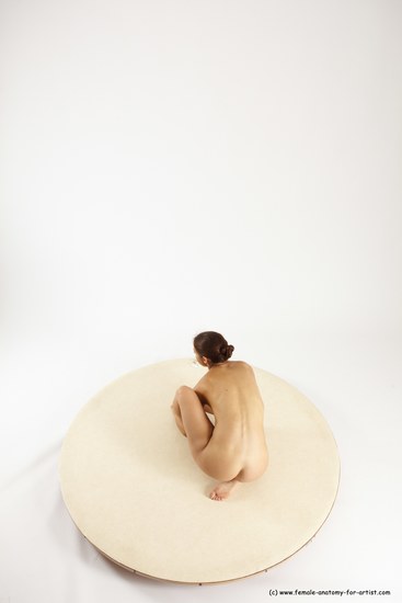 Nude Woman White Kneeling poses - ALL Athletic Kneeling poses - on one knee long brown Multi angle poses Pinup