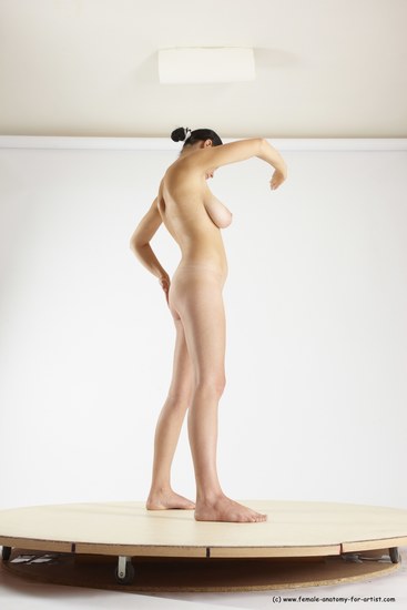 Nude Woman White Standing poses - ALL Slim long brown Standing poses - simple Multi angle poses Pinup