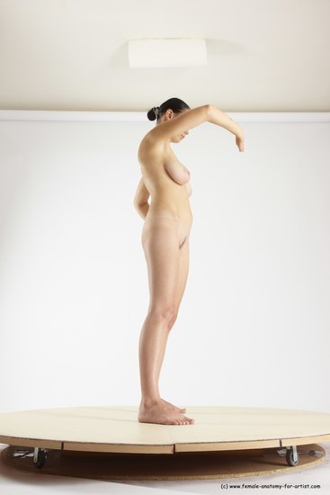 Nude Woman White Standing poses - ALL Slim long brown Standing poses - simple Multi angle poses Pinup