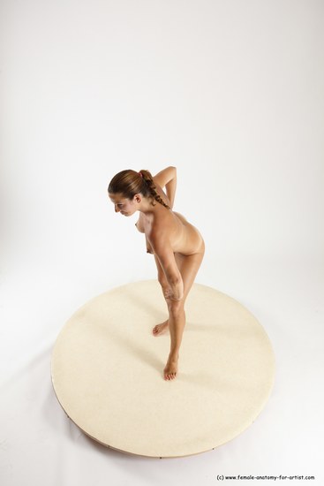 Nude Woman White Standing poses - ALL Slim long red Standing poses - simple Multi angle poses Pinup