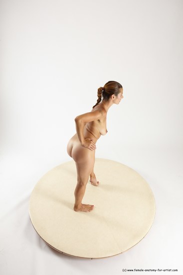 Nude Woman White Standing poses - ALL Slim long red Standing poses - simple Multi angle poses Pinup