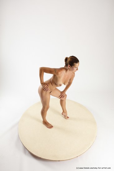 Nude Woman White Standing poses - ALL Slim long red Standing poses - simple Multi angle poses Pinup