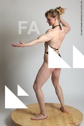 Swimsuit Fighting with sword Woman White Standing poses - ALL Muscular long blond Standing poses - simple Academic