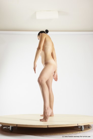 Nude Woman White Standing poses - ALL Slim long brown Standing poses - simple Multi angle poses Pinup