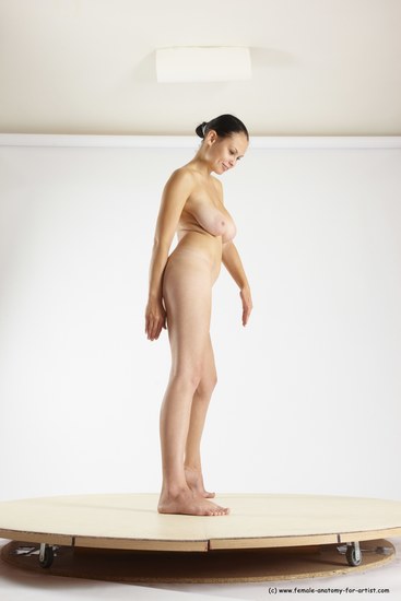 Nude Woman White Standing poses - ALL Slim long brown Standing poses - simple Multi angle poses Pinup