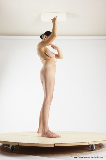 Nude Woman White Standing poses - ALL Slim long brown Standing poses - simple Multi angle poses Pinup