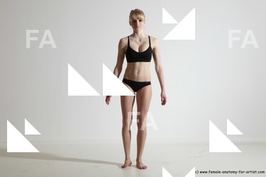 Underwear Gymnastic poses Woman White Athletic long blond Dancing Dynamic poses Academic