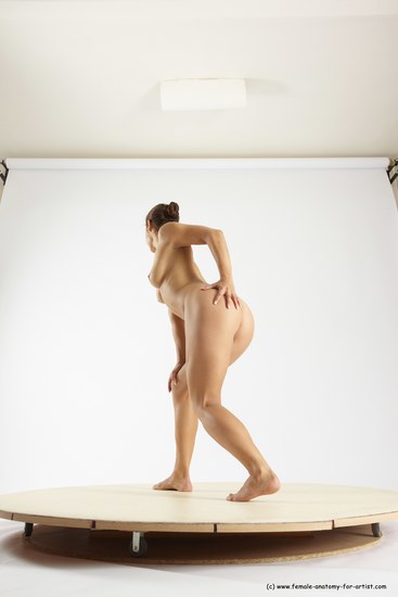 Nude Woman White Standing poses - ALL Athletic long brown Standing poses - simple Multi angle poses Pinup