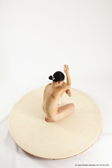 Nude Woman White Kneeling poses - ALL Slim Kneeling poses - on one knee long brown Multi angle poses Pinup