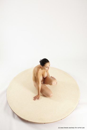 Nude Woman White Kneeling poses - ALL Slim Kneeling poses - on one knee long brown Multi angle poses Pinup