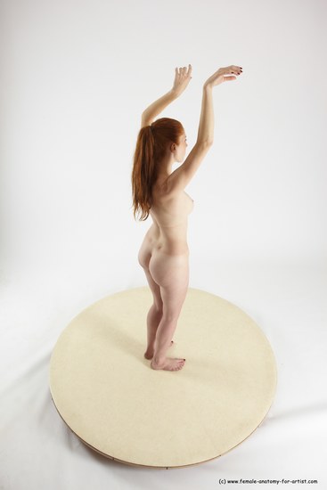 Nude Woman White Standing poses - ALL Slim long red Standing poses - simple Multi angle poses Pinup