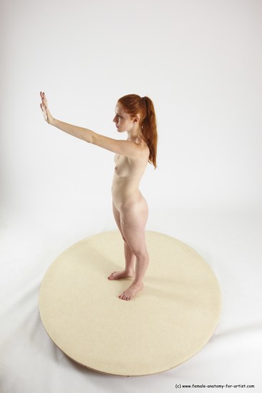 Nude Woman White Standing poses - ALL Slim long red Standing poses - simple Multi angle poses Pinup