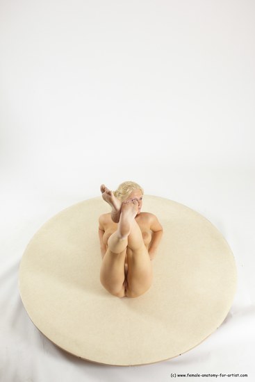 Nude Woman White Laying poses - ALL Slim Laying poses - on back long blond Multi angle poses Pinup