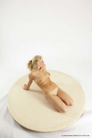 Nude Woman White Sitting poses - ALL Slim long blond Sitting poses - on knees Multi angle poses Pinup