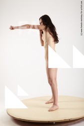 Nude Martial art Woman White Standing poses - ALL Slim long brown Standing poses - simple Pinup