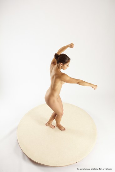 Nude Woman White Standing poses - ALL Athletic long brown Standing poses - simple Multi angle poses Pinup