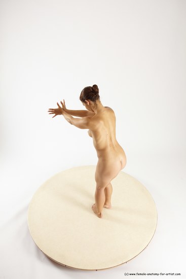 Nude Woman White Standing poses - ALL Athletic long brown Standing poses - simple Multi angle poses Pinup