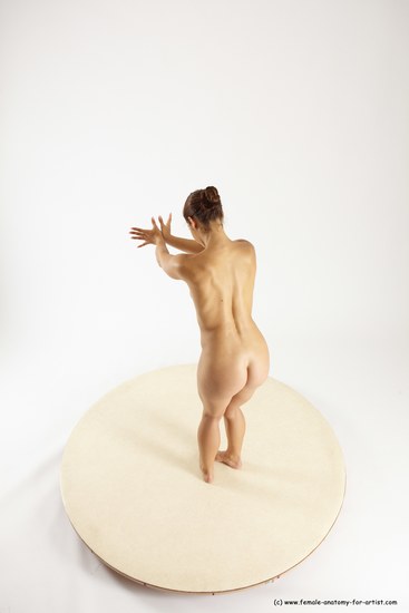 Nude Woman White Standing poses - ALL Athletic long brown Standing poses - simple Multi angle poses Pinup