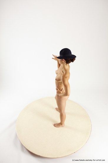 Nude Woman White Standing poses - ALL Athletic long brown Standing poses - simple Multi angle poses Pinup