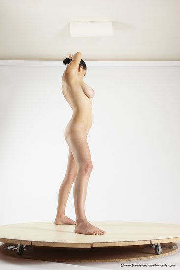 Nude Woman White Standing poses - ALL Slim long brown Standing poses - simple Multi angle poses Pinup