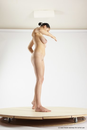 Nude Woman White Standing poses - ALL Slim long brown Standing poses - simple Multi angle poses Pinup