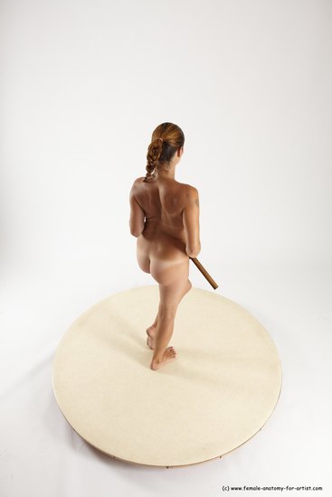 Nude Woman White Standing poses - ALL Slim long red Fighting with axe Standing poses - simple Multi angle poses Pinup