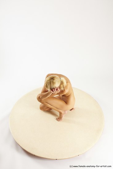 Nude Woman White Kneeling poses - ALL Slim Kneeling poses - on both knees long blond Multi angle poses Pinup