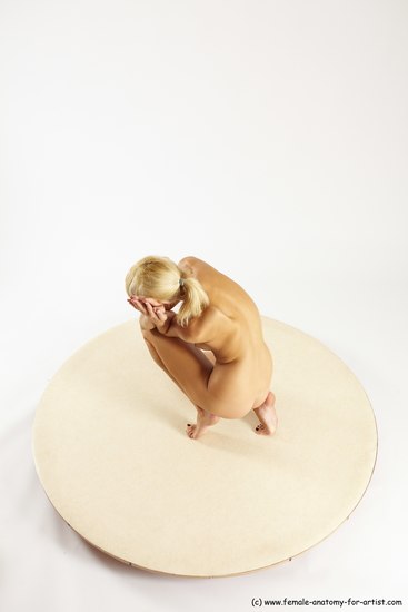 Nude Woman White Kneeling poses - ALL Slim Kneeling poses - on both knees long blond Multi angle poses Pinup