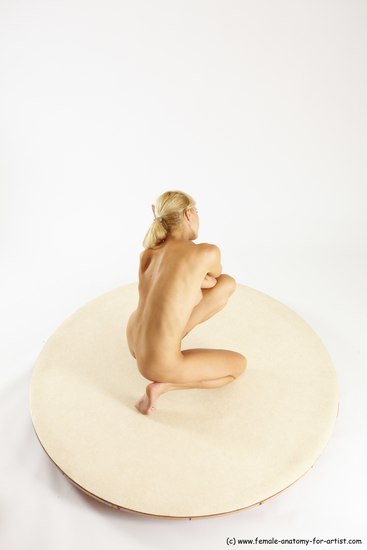 Nude Woman White Kneeling poses - ALL Slim Kneeling poses - on both knees long blond Multi angle poses Pinup