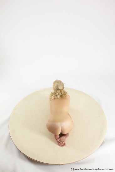 Nude Woman White Kneeling poses - ALL Slim Kneeling poses - on both knees long blond Multi angle poses Pinup