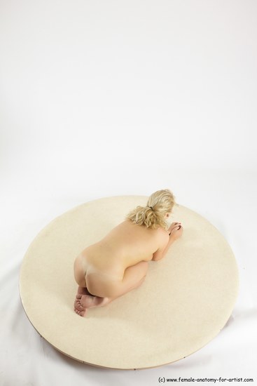 Nude Woman White Kneeling poses - ALL Slim Kneeling poses - on both knees long blond Multi angle poses Pinup