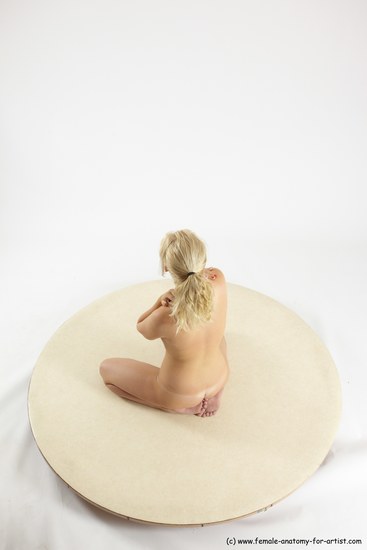 Nude Woman White Sitting poses - ALL Slim long blond Sitting poses - on knees Multi angle poses Pinup