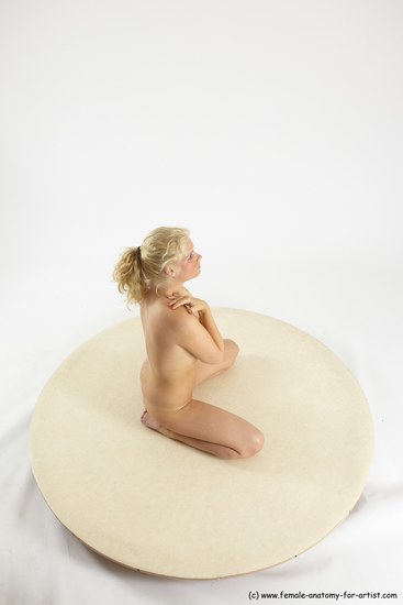 Nude Woman White Sitting poses - ALL Slim long blond Sitting poses - on knees Multi angle poses Pinup