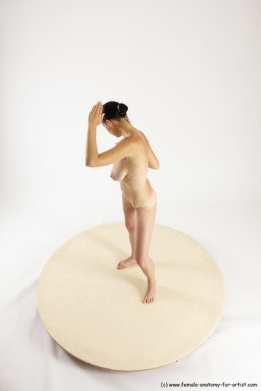 Nude Woman White Standing poses - ALL Slim long brown Standing poses - simple Multi angle poses Pinup