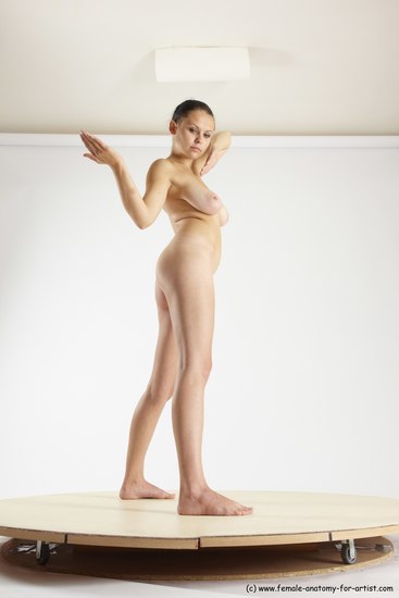 Nude Woman White Standing poses - ALL Slim long brown Standing poses - simple Multi angle poses Pinup