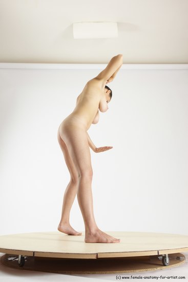 Nude Woman White Standing poses - ALL Slim long brown Standing poses - simple Multi angle poses Pinup