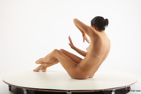 Nude Woman White Sitting poses - ALL Slim long brown Sitting poses - simple Pinup